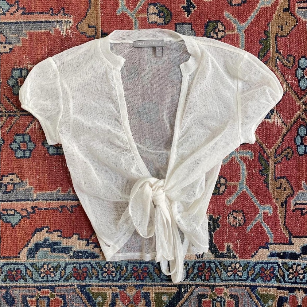 Sheer White Tie-Front Top